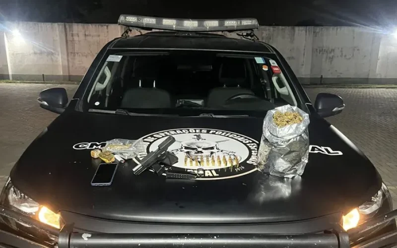 Bope apreende pistola 9mm, munições e grande quantidade de maconha durante ação em Maceió