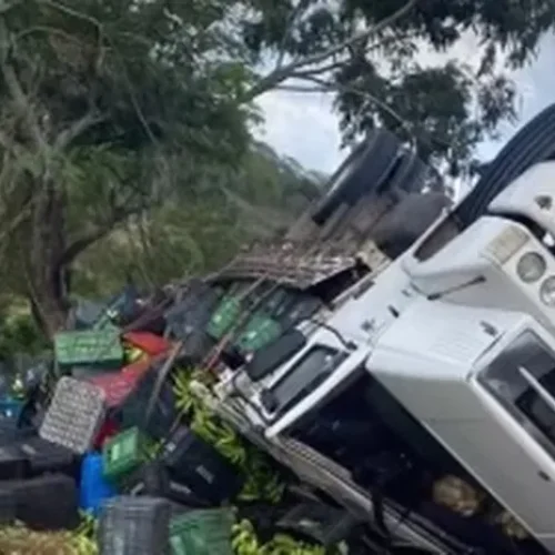 Motorista perde o controle e caminhão tomba na AL-220, em São José da Tapera