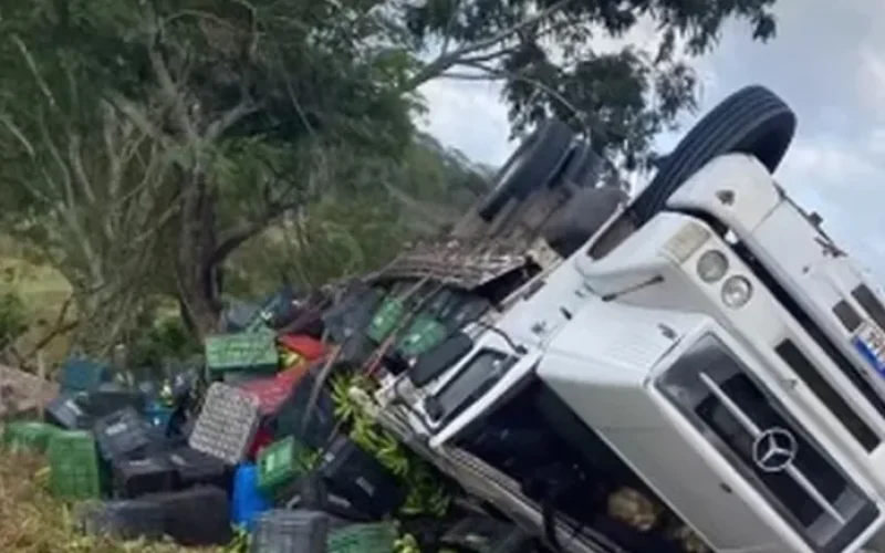 Motorista perde o controle e caminhão tomba na AL-220, em São José da Tapera
